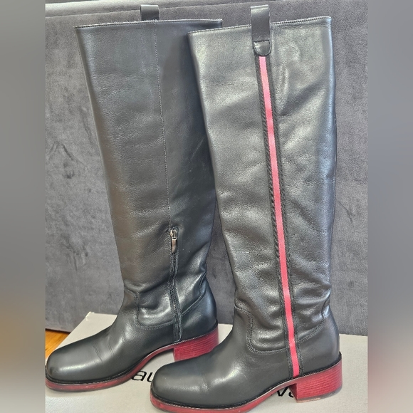 Laura Bellariva 4681 Black Red/ Leather Zip-Up Knee-HighBoots 39/ US 8.5 Italian - Picture 3 of 9